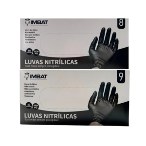 Luvas Nitrílicas Imbat 50 Unidades Preta Tam M e G